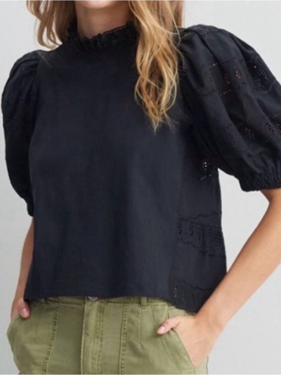Anthropologie Tops - Anthropologie Othilia Idina Eyelet Top Black Size M NWT